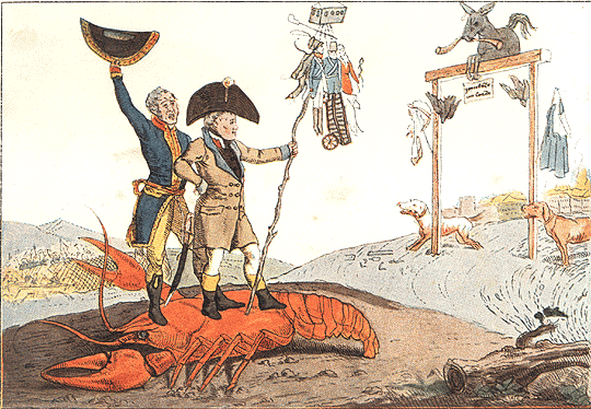 Триумфальное прибытие в Париж Наполеона. Карикатура Венецианова.