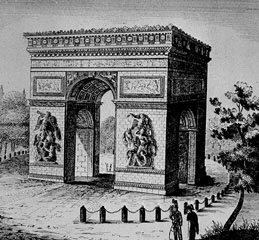 Triumphal Arch on the Place de l'Etoile. Engraving.