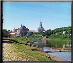 Борисоглебский монастырь с моста. [Торжок]