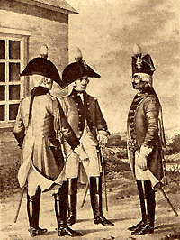 Рядовой, унтер-офицер и трубач Кавалергардского корпуса (1799 г.) (из Висковатого).