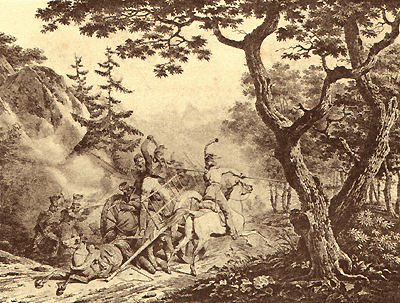 Раненые французы, атакованные казаками (Вернэ).