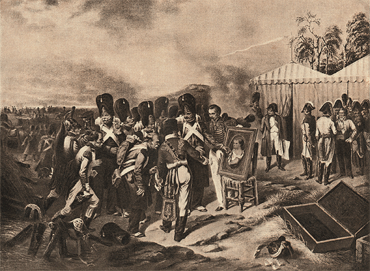 Старая гвардия перед портретом римского короля накануне Бородинской битвы.