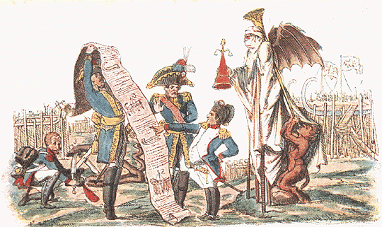 «Наполеон занимается прожектами снарядов для будущей кампании». Карикатура И.И. Теребенева.
