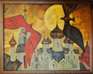 Стронский П.Т. Картина Соловецкий монастырь. Птицы над монастырём. 1990.  Холст, масло