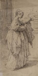 Пармиджанино (?) Фигура девушки с подушкой в руках. Офорт. Эрмитаж