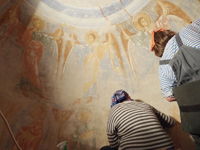 Реставрация фресок церкви святого Георгия XII века в Старой Ладоге