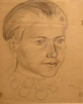 Борис Кустодиев. Голова девушки. 1922. Бумага, графитный карандаш. 31,2х22,4