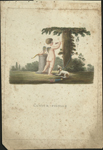 Неизвестный гравер. ''Амур с собакой. Аллегория верности''. Франция, последняя четверть XVIII века. Бумага, цветной пунктир, офорт, подкраска акварелью