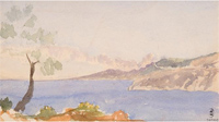 П. С. Строганов. Сорренто. Вид через залив. Набросок. 1840. ГРМ