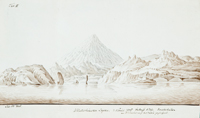 В.Г. Тилезиус фон Тиленау. Вид побережья Камчатки. 1805 г. Бумага, сепия, чернила, кисть, перо