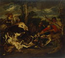 Охота на кабана.  Юриан (Юрген) Якобсен (1625/1628– 1685). 1659. Холст, масло. 121 х 133 см