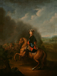 Неизвестный художник середины XVIII века. Портрет Петра I на фоне Полтавской битвы. Государственная Третьяковская галерея
