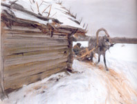 В.А. Серов. Зимой. 1898. Картон, пастель,гуашь. 51х68