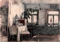 Первухин К.С. Комната в квартире Фроловой. 1941г