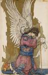 Васнецов В.М. Коленопреклоненный архангел Михаил. 1885-1893. Гуашь, бронзовая краска, графитный карандаш
