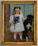 Б.М. Кустодиев. Портрет Ирины Кустодиевой с собакой Шумкой. 1907 г.  