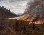 Слюсарв И.К. Лесной пожар. 1942. Нижнетагильский музей изобразительных искусств