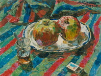 Олег Еремеев. Два яблока. 36х47, холст, масло, 2003 год