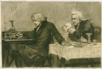 Врубель М.А. Сальери всыпает яд в бокал Моцарта(Сцена II). 1884 г.