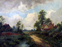 Кларк, Октавиус Томас. 1850-1921. Англия   Сельский пейзаж   Холст, масло