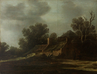Гойен, Ян ван. 1596-1656. Пейзаж с крестьянской хижиной. Голландия. Дерево, масло.