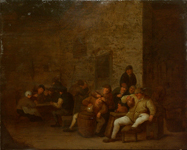 Остаде, Исак ван. 1621-1649. Группа пьющих в корчме крестьян. Голландия. Дерево, масло