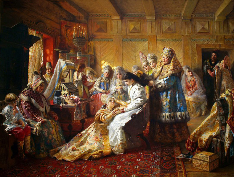 Константин Маковский. Под венец. 1890, холст, масло, 92х145 см