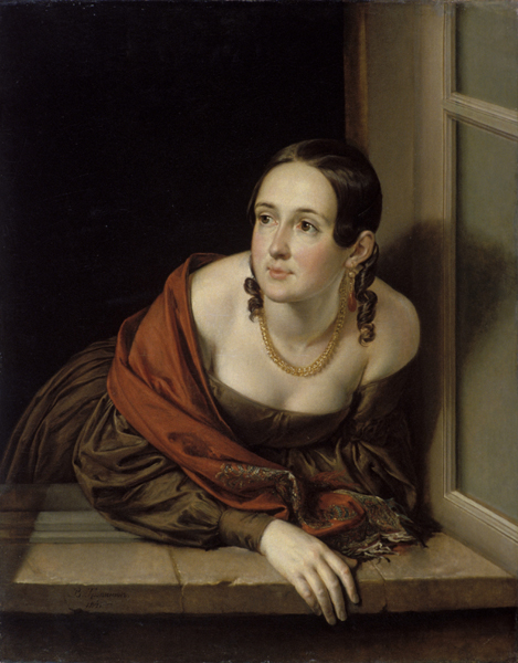 Тропинин В.А. Женщина в окне (Казначейша). 1841 г. ГРМ
