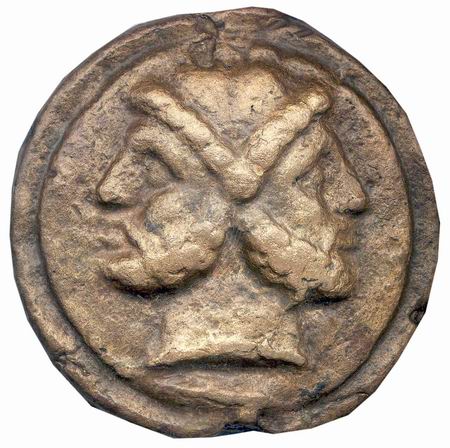 Римская Республика. Асс. Бронзовая литая монета 225-217 гг. до н.э.