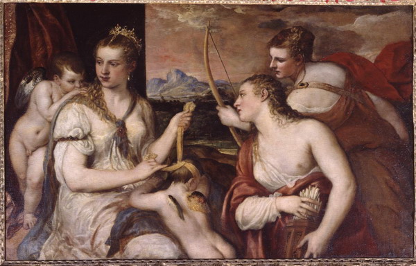  . Tiziano Vecellio Venera che benda Amore.  1565