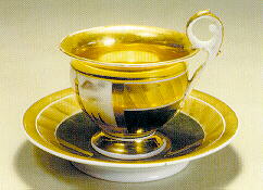 Gift twin tea-service representing the Belfry of 