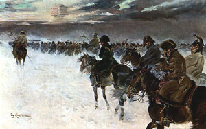 «Отступление Наполеона из России». Художник Е. Коссак. 1927 г.