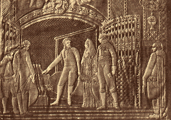 Александр I и Вильгельм III у гроба Фридриха II в 1805 г. (с кости).