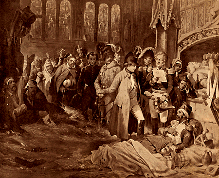 Наполеон посещает раненых.