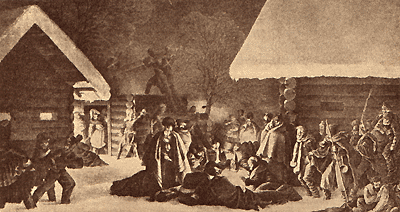 Бивак на правом берегу Березины (Фабер-дю-Фор. Муз. П. И. Щукина).