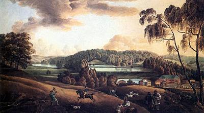 Otrada Manor. View from the Hill on the River Lopasnya. 1850-is