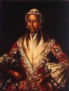 Portrait of an Unknown Lady in Red Dress with a Fan