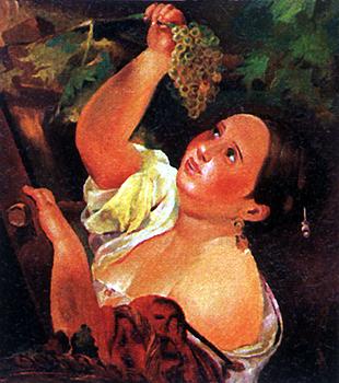 Italian Woman Picking up the Grapes (Italian Noon). 1992
Italian Woman Picking up the Grapes (Italian Noon). 1992<br>After K.P.Bryullovs painting